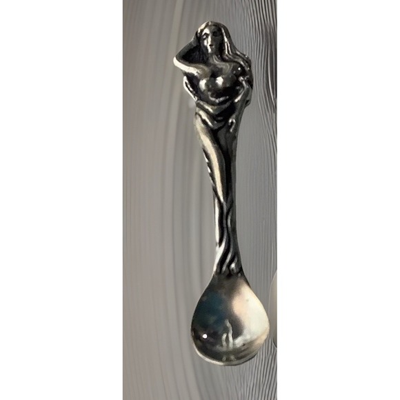 Unique Open Salts Sterling Silver Mermaid Spoon 1